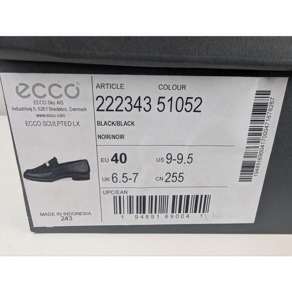 Ecco Sculpted LX Black Leather and Suede Dress Penny Loafers with Silver Accent - Picture 2 of 8